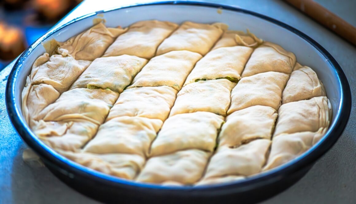 Preparing,Homemade,Borek,With,Butter,Glaze